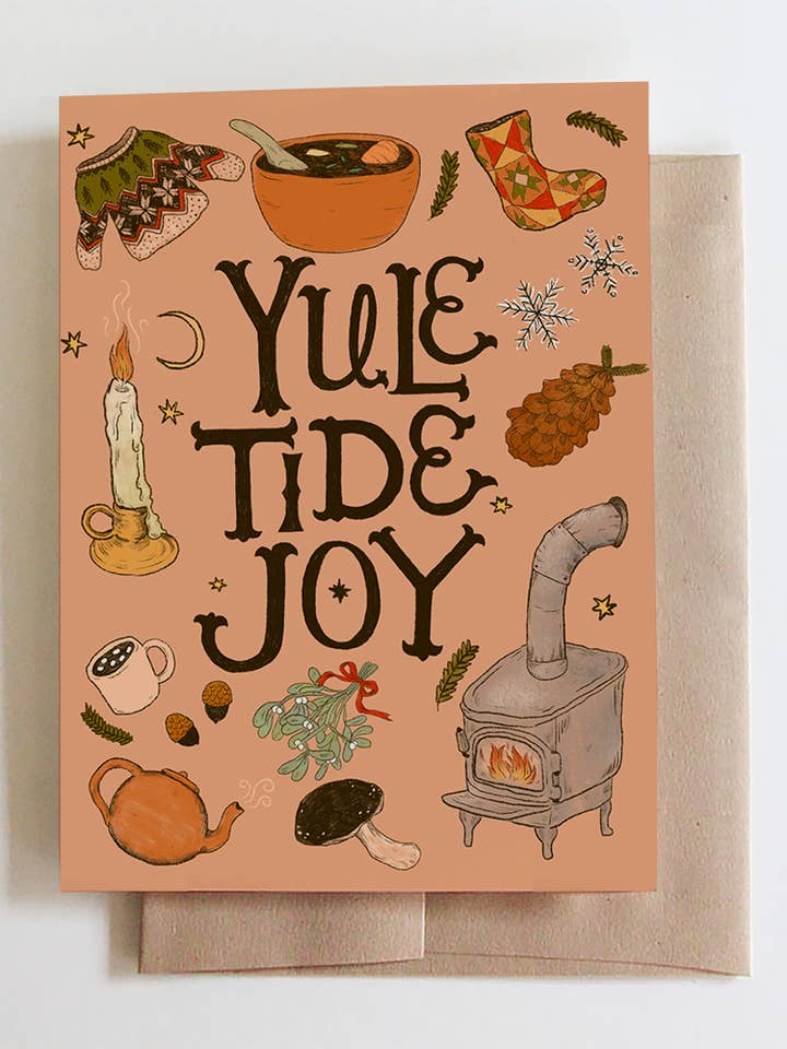 Yuletide Joy Card for wholesale by Marika Paz Illustration