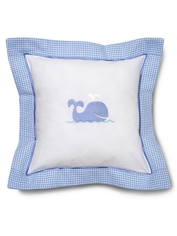 Baby Pillow Cover - Whale - Blue Embroidery for wholesale by Jacaranda Living