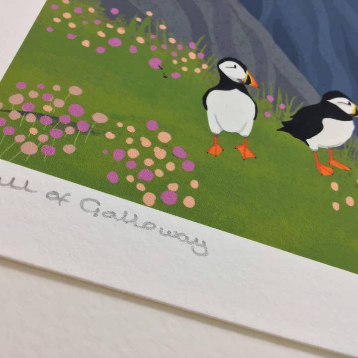 Galloway Arts - Wholesale Art Print - Mull of Galloway | Scottish Travel Poster | Signed by artist | Giclee Art print | Lighthouse print | Puffin Print4