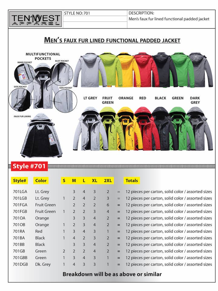 Mens padded jacket green for wholesale by Ten West Apparel