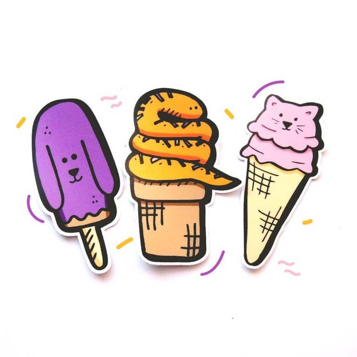 Pacote de adesivos de tripulação de sorvete por atacado de RAD Stickers + Doodads