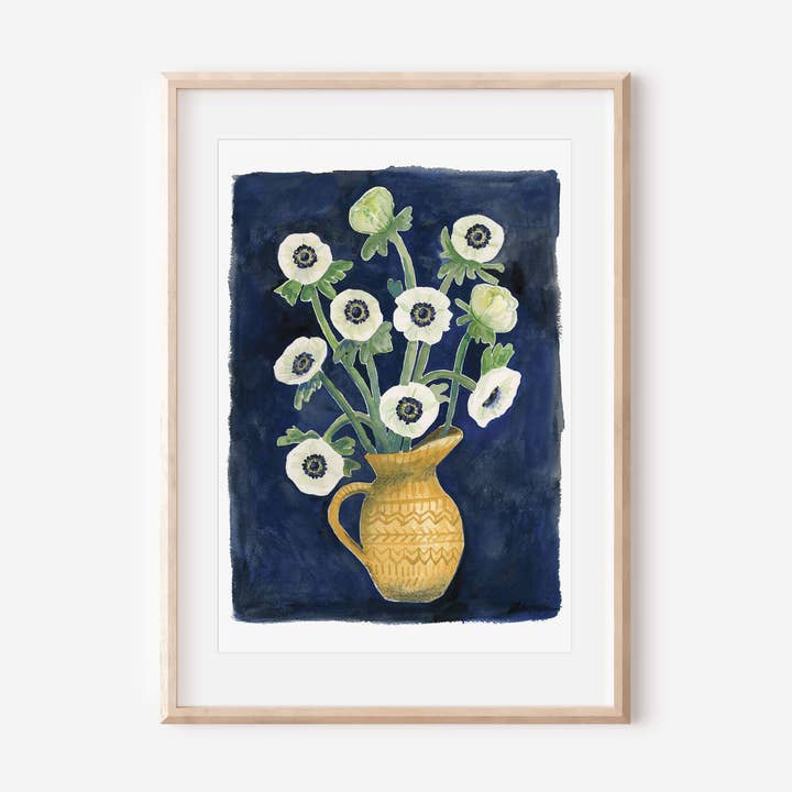 Jenny Vellacott - Wholesale Art Print - Flower Art Print Floral Painting of Anemone Flowers