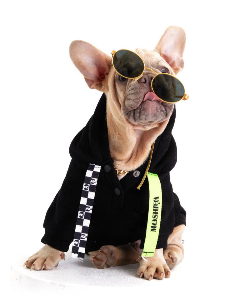 I Woof U zwarte hondenhoodie voor wholesale door MOSHIQA