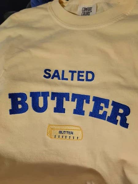 Butter embroidered crewneck sweater comfort colors for wholesale by NufNuf Creations