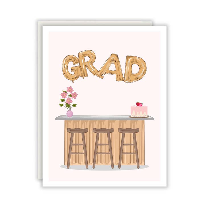 Grad Balloons Party Card for wholesale by Paper Giggles