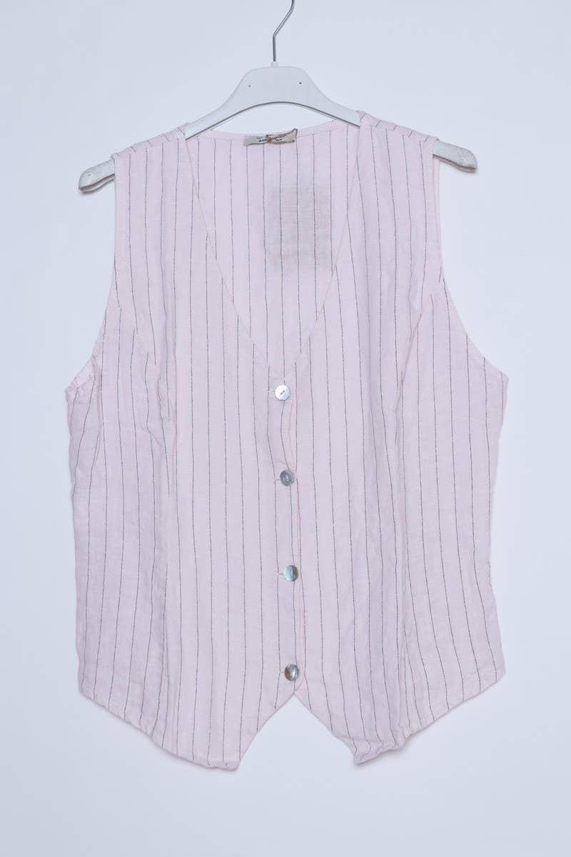 LÉA & LUC - Wholesale Button Down Shirt - Women's - Sleeveless shirt in 100% Linen REF. 517035