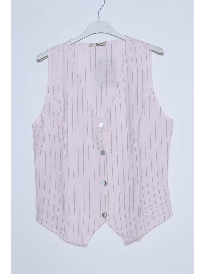 LÉA & LUC - Wholesale Button Down Shirt - Women's - Sleeveless shirt in 100% Linen REF. 517035