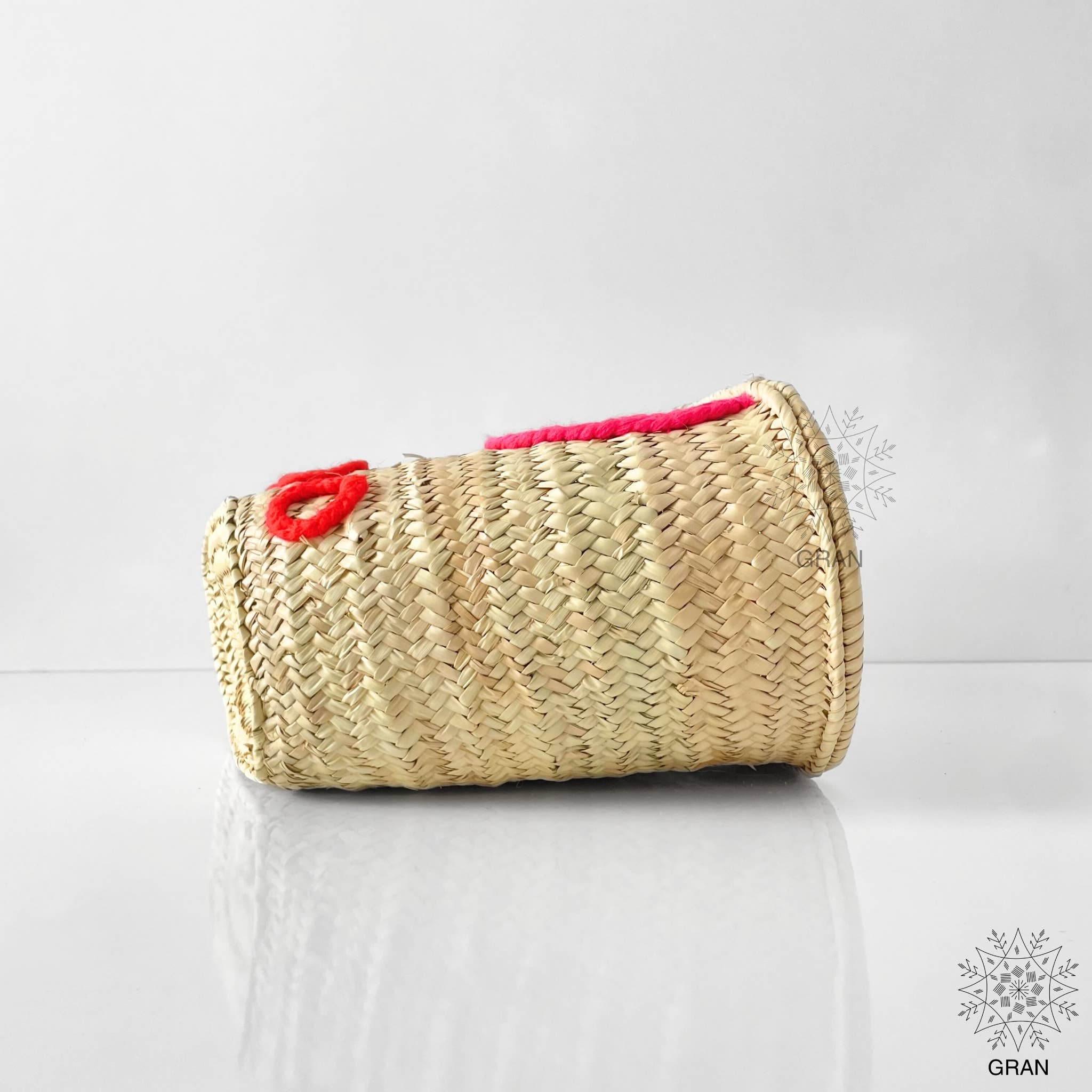 Gran Wholesale - Vente Sac de plage - Sacs en paille brodés personnalisés avec anses courtes, sac cabas8