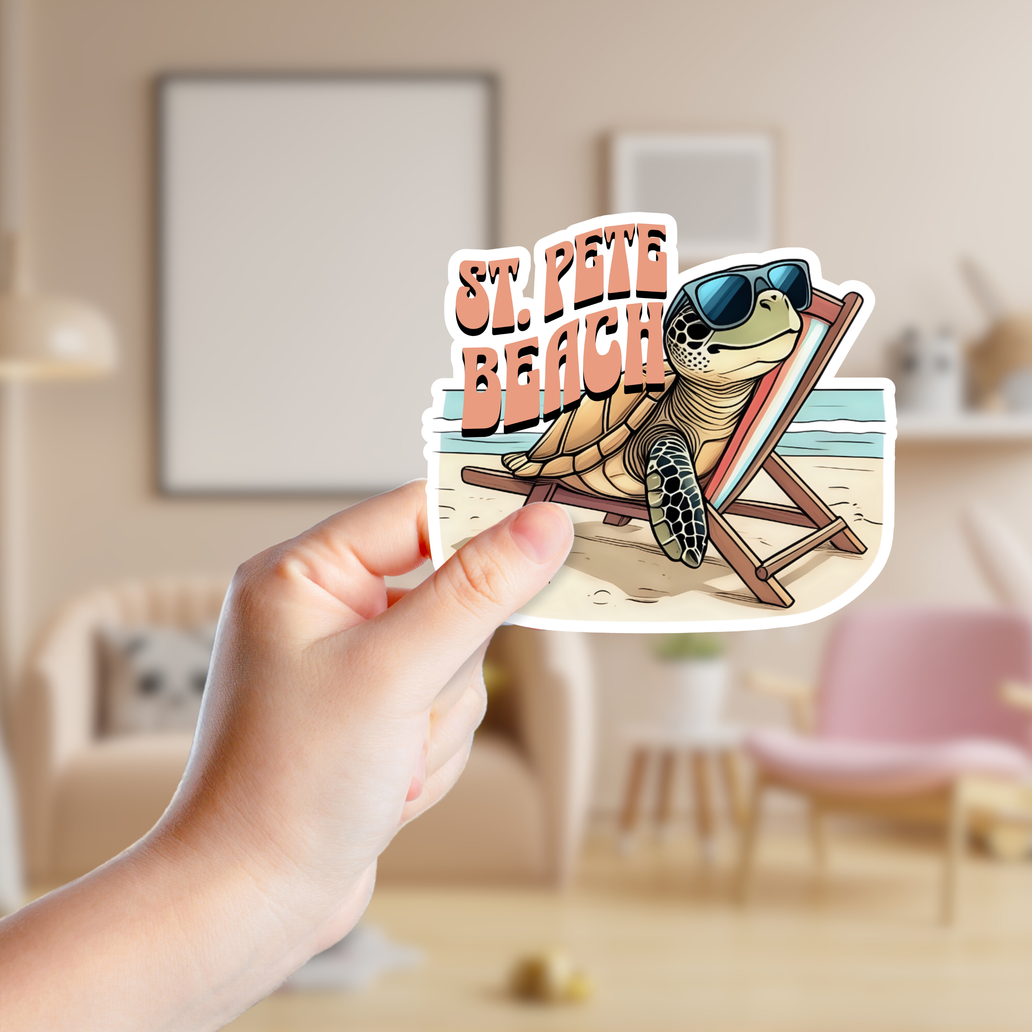 Shoreline Summit - Wholesale Sticker - Strandliefhebber Zeeschildpad Aangepaste Souvenirsticker (B1009)1