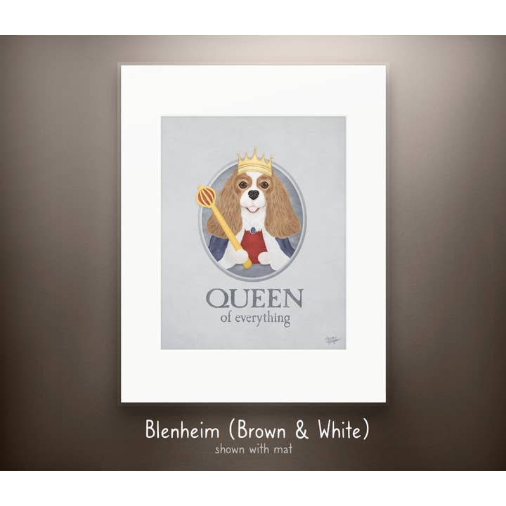 Laura Bergsma Studio - Wholesale Art Print - Cavalier King Charles Spaniel Dog Art Print, Queen