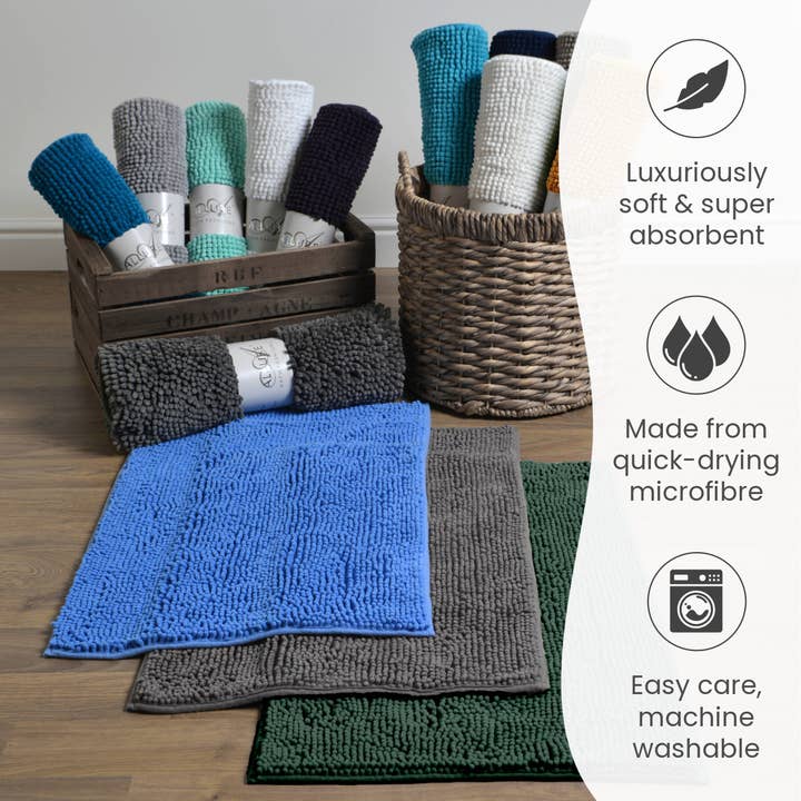 Allure Bath Fashions – wholesale Bath mat – Chenille Bobble Bath Mat Microfibre & Non-Slip Essential Mat18