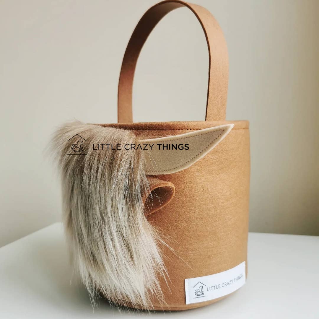 Little Crazy Things – Engroshandel Kurv - Børn og baby – Filt påske kurv highland ko, gård tema, ranch liv1