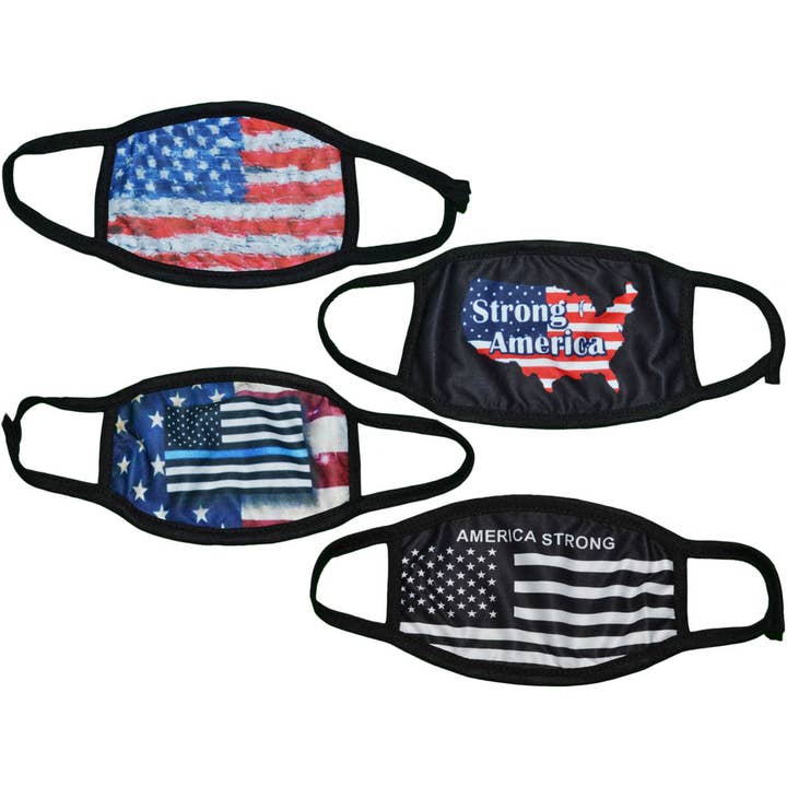 *Pacote dúz* Máscaras Patrióticas Unisexo Bandeira USA Reutilizáveis por atacado de Buck Wholesale