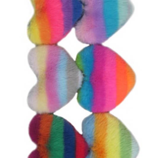 Trésor by Tanya - Wholesale Keychain – Women's - Rainbow Ombre Heart Faux Fur Pom Pom Key Chain