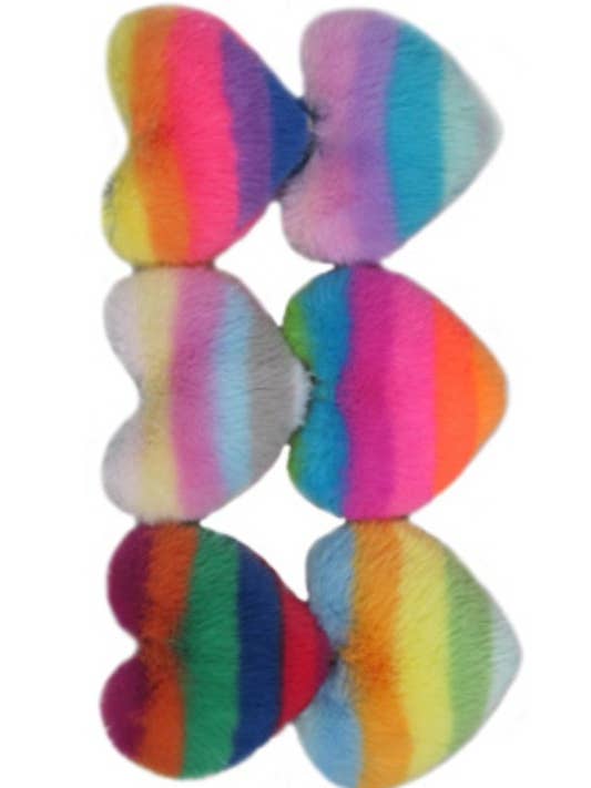 Rainbow Ombre Heart Faux Fur Pom Pom Key Chain for wholesale by Trésor by Tanya