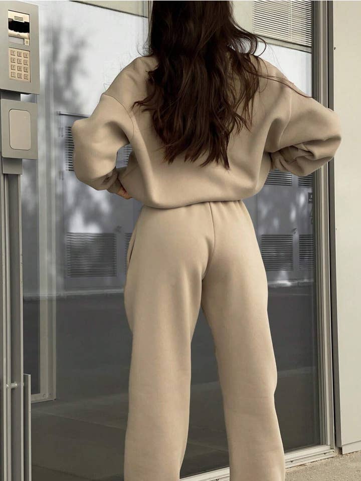 Rosa Clothing - Wholesale Lounge Set - Women's - Casual Zip-Lapel Sweatshirt And Trousers Two-Piece Set4