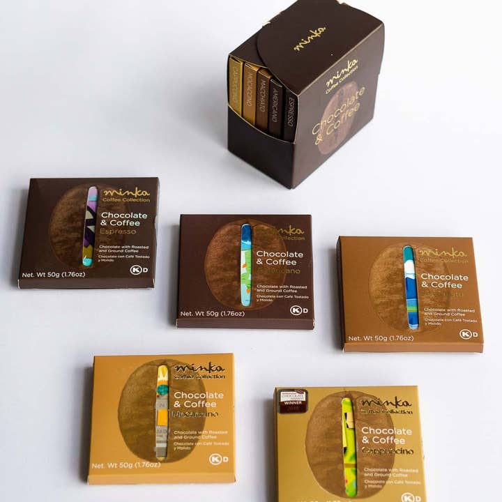 COFFRET CADEAU POUR CAFÉ - 5 barres - Cappuccino - Mocaccino - Macchiato - Americano - Espresso - Tout naturel - Kasher pour la vente par Minka Chocolates