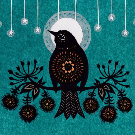 Night Bird - Impression artistique sur papier découpé 8 x 10 pouces pour la vente par Rural Pearl: Cut Paper Art by Angie Pickman