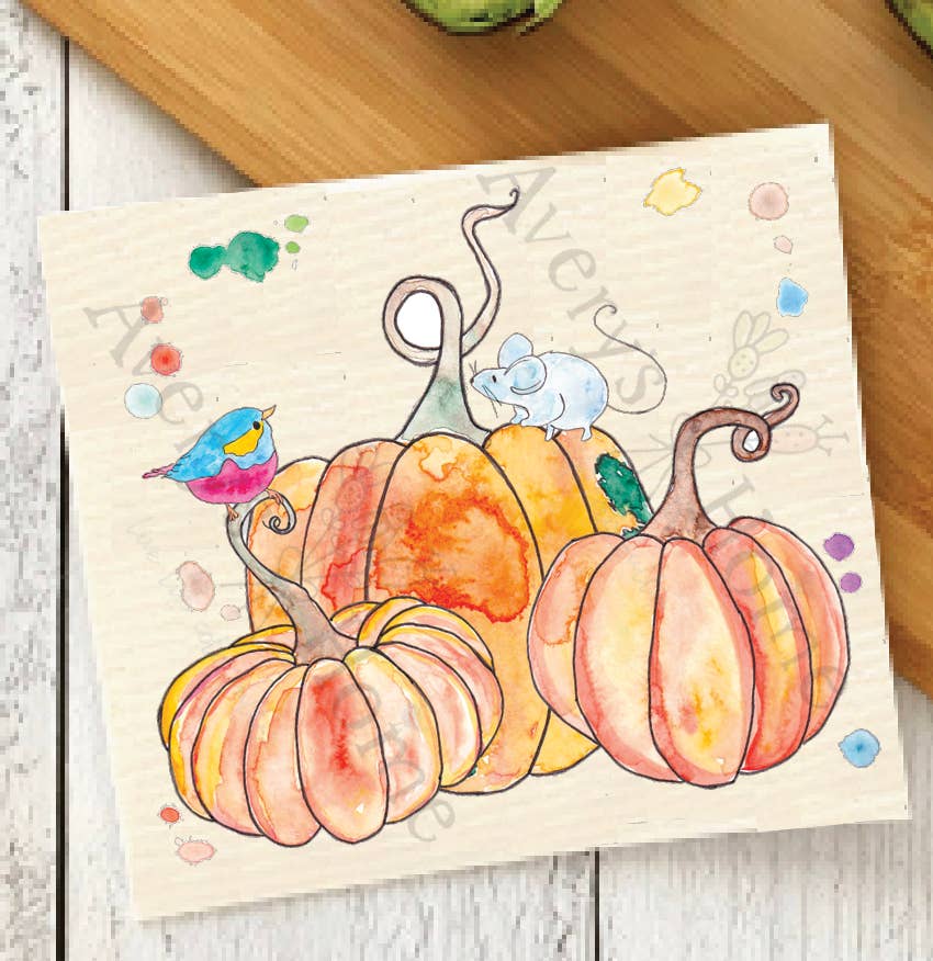 Avery's Home - Wholesale Dishcloth - Fall Pumpkin Patch Thanksgiving Original Swedish Dishcloth
