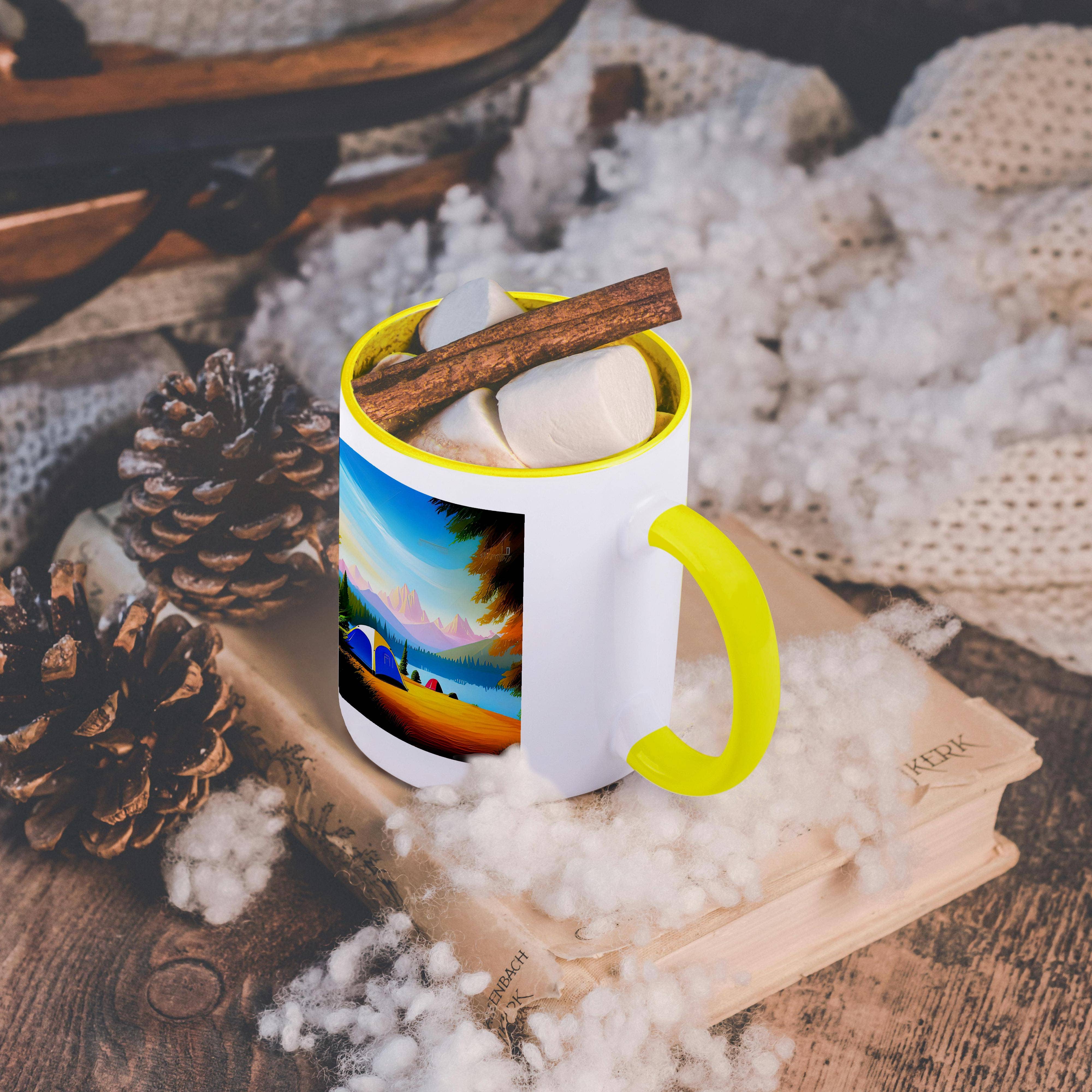 3dRose - Vente Tasse à café - 3dRose, Beau paysage de tentes près du lac de montagne. Cadeau pour campeur heureux, Tasse5