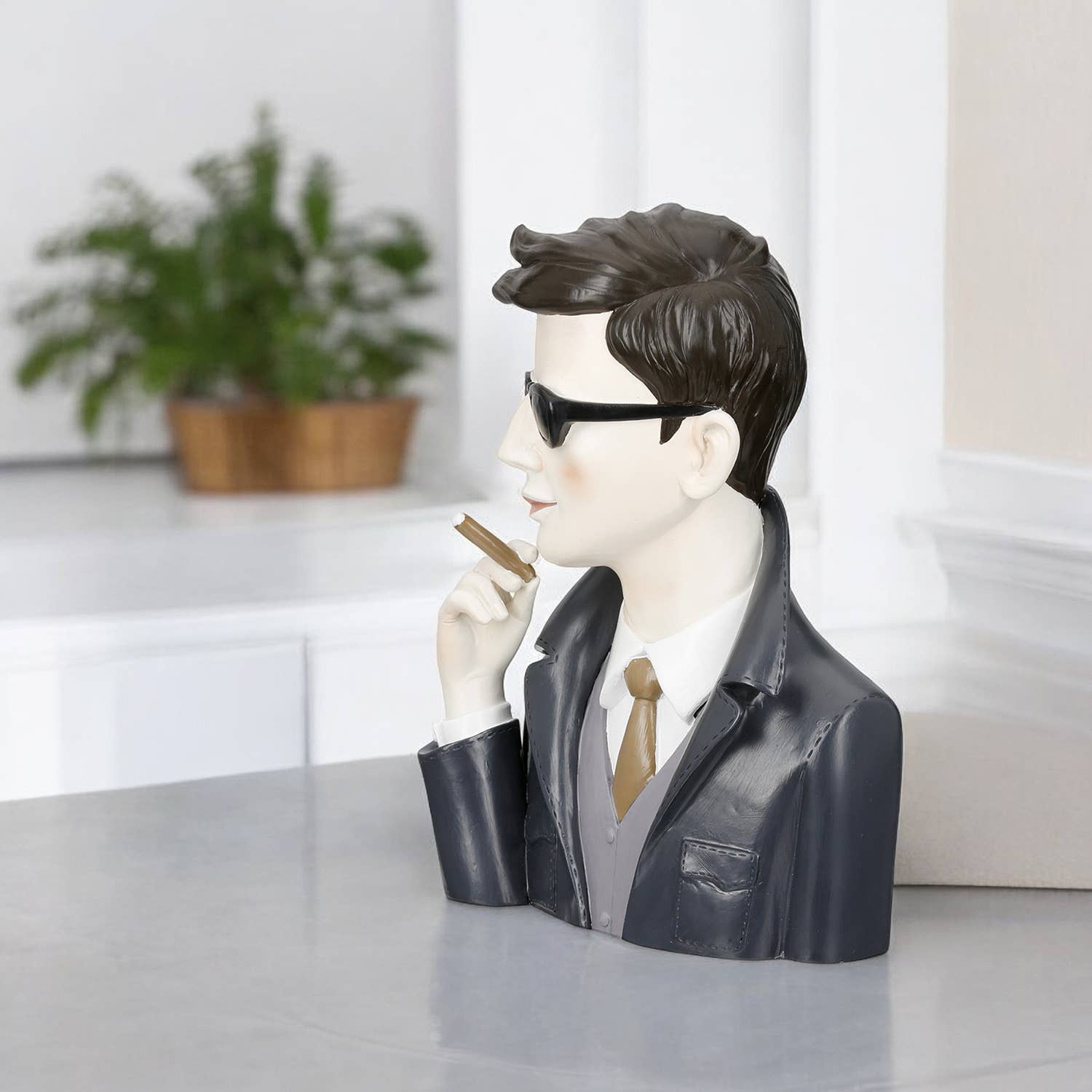 grey black Gentleman man figure with cigar, h.25 cm for wholesale on Faire2