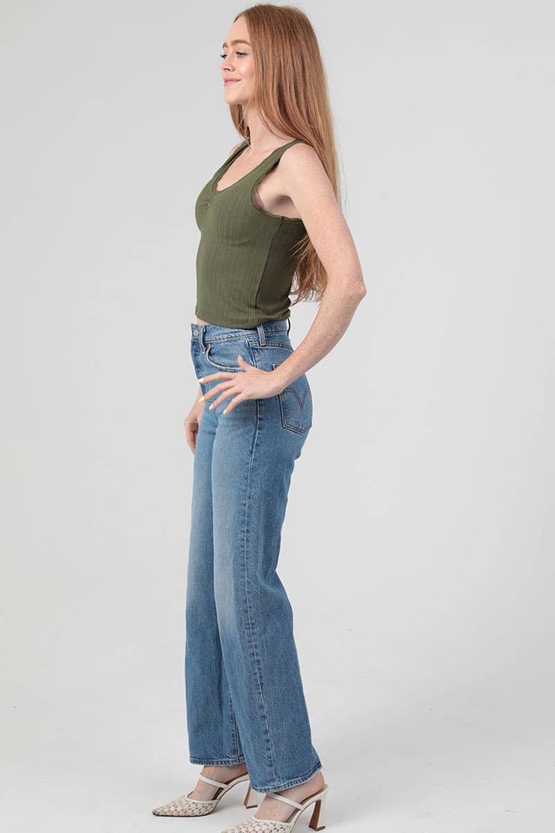 ANGIE - Vente Débardeur – femme - DÉBARDEUR EN TRICOT CÔTELÉ À BORDURE EN DENTELLE X2EA0-ASIS5