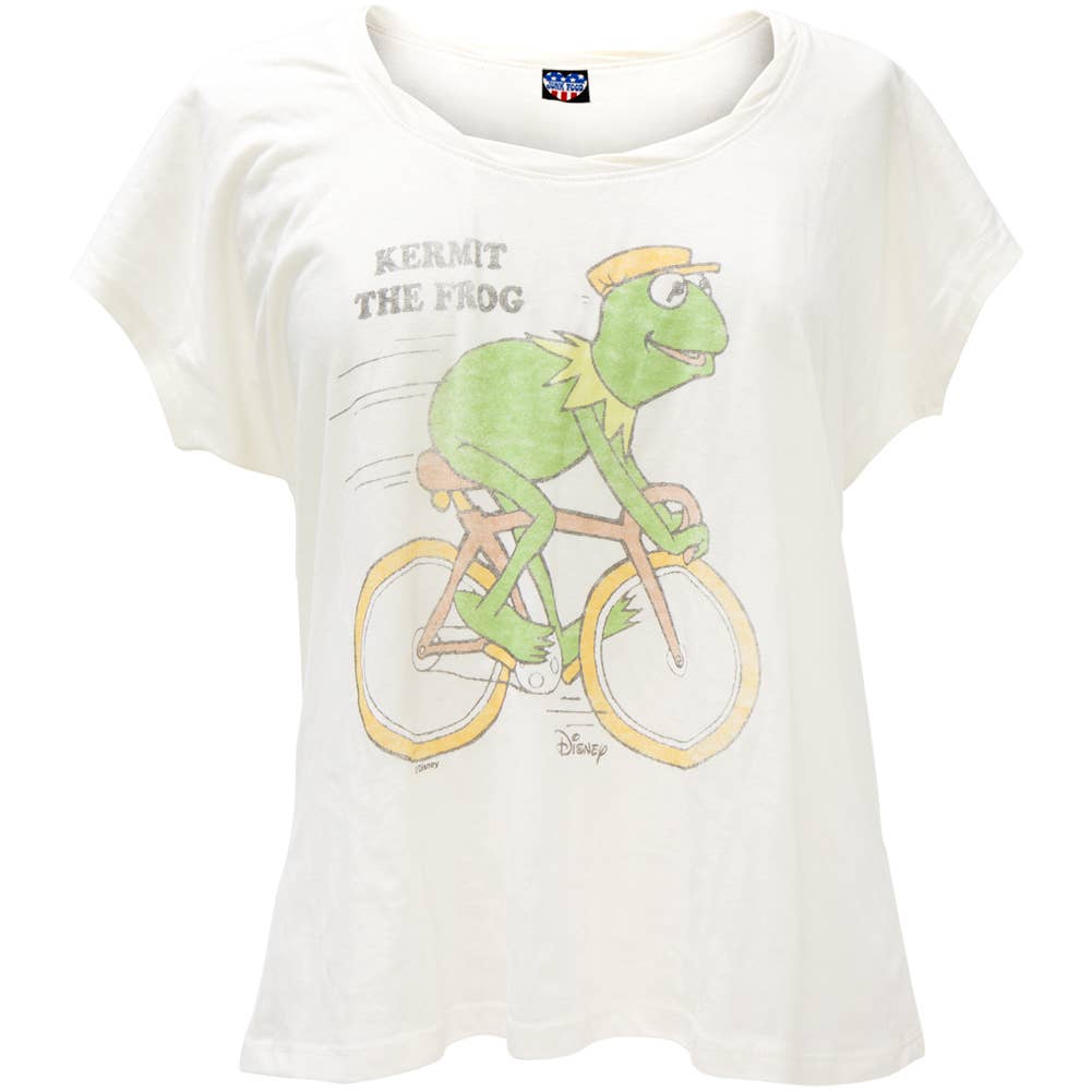 Official Store - Wholesale Screen Printed T-Shirt - Women's - Muppets - Biking Kermit Women's Juniors T Shirt0