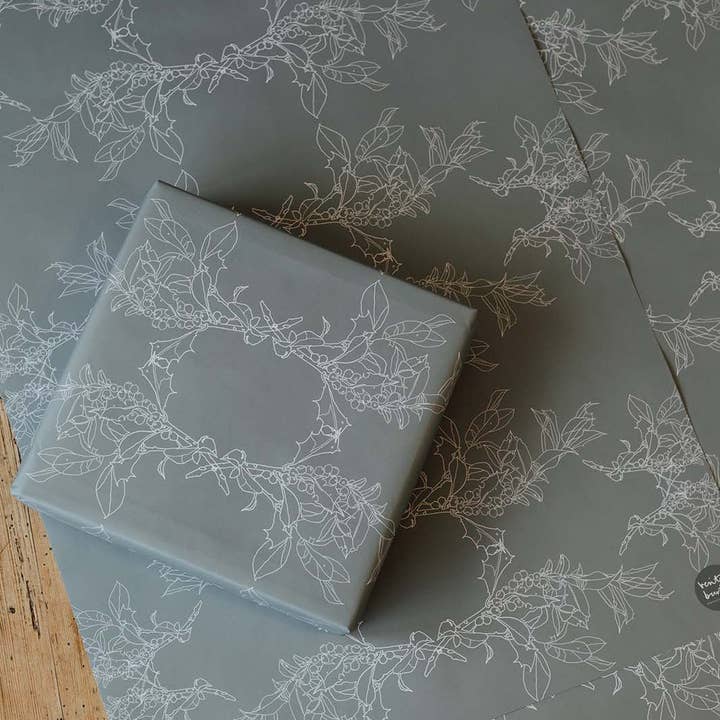 Holly Christmas Gift Wrap for wholesale by Verity Burton