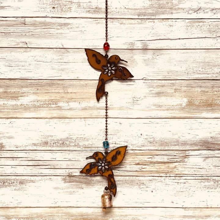 Universal Ironworks USA – wholesale Vindspel – Hummingbird GF Dubbelklocka Rustik Hummingbird Garden Chime0