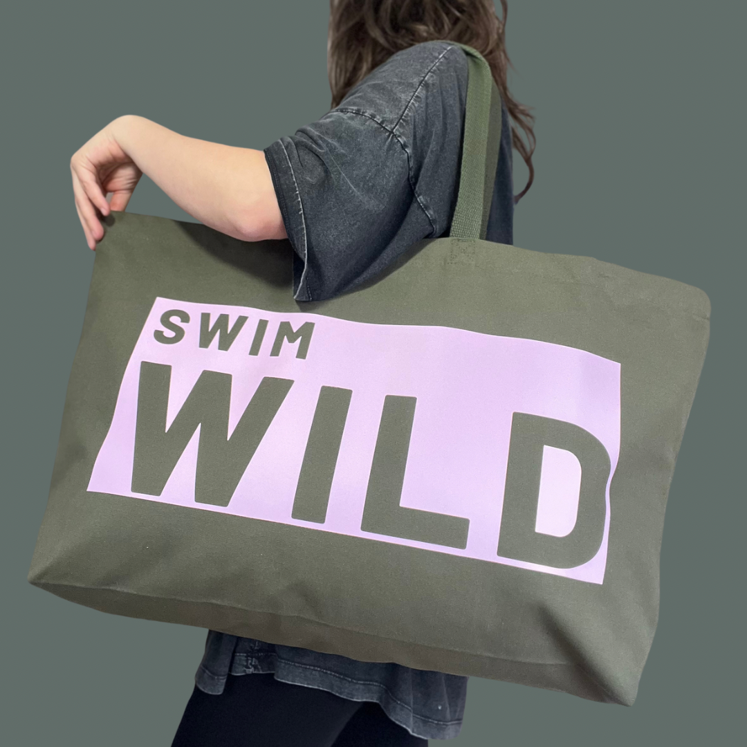 the Cornish studio - Wholesale Tote Bag - Women's - Jumbo Swim Wild  Bag - Olive/ Pink1