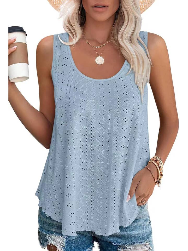 Lovesoft - Wholesale Tanktop - Dames - Dames zomerse losvallende mouwloze top met ronde hals5