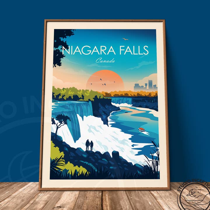 Afdruk in traditionele stijl van Niagara Falls voor wholesale door Studio Inception