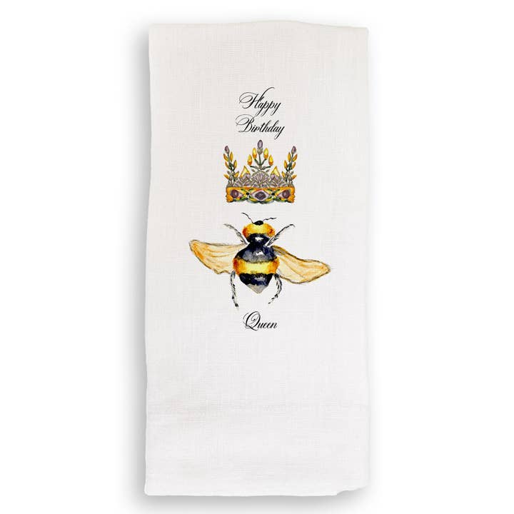 French Graffiti - Wholesale Tea Towel - The Queen Bee with Happy Birthday