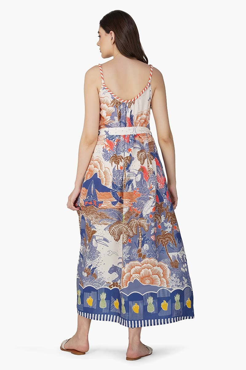 America & Beyond - Wholesale Dress - Women's - Set of 6 Taste Of Blue Tropics Maxi Dress (S,M,L)4