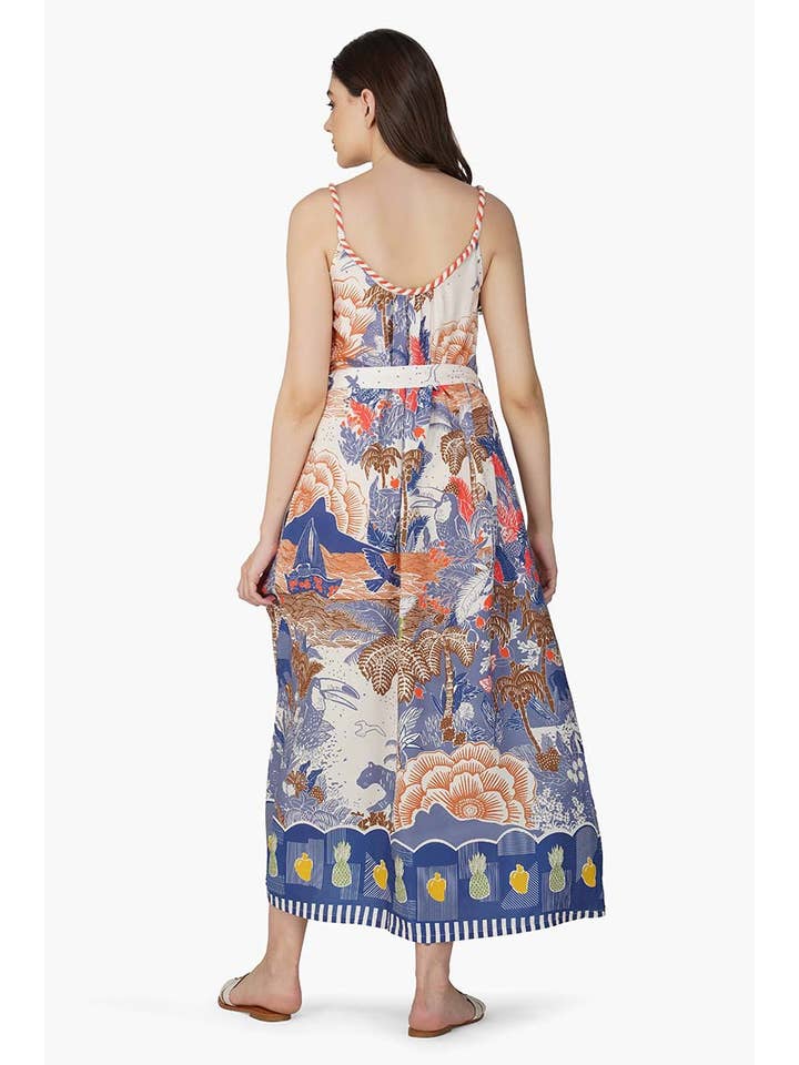 America & Beyond - Wholesale Dress - Women's - Set of 6 Taste Of Blue Tropics Maxi Dress (S,M,L)4