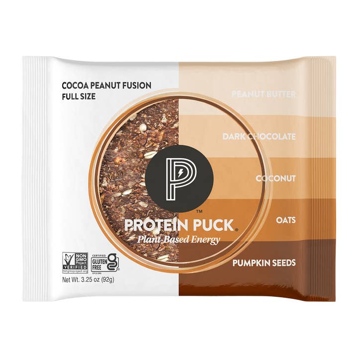 Cocoa Peanut Fusion Full Size (Peanut Butter, Chocolate) (16 - 3.25oz Bars) for wholesale by Protein Puck