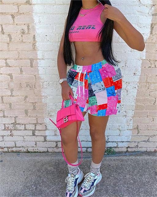 Rosa Clothing - Wholesale Shorts - Women's - Western abstract paisley print beach boxer shorts 12