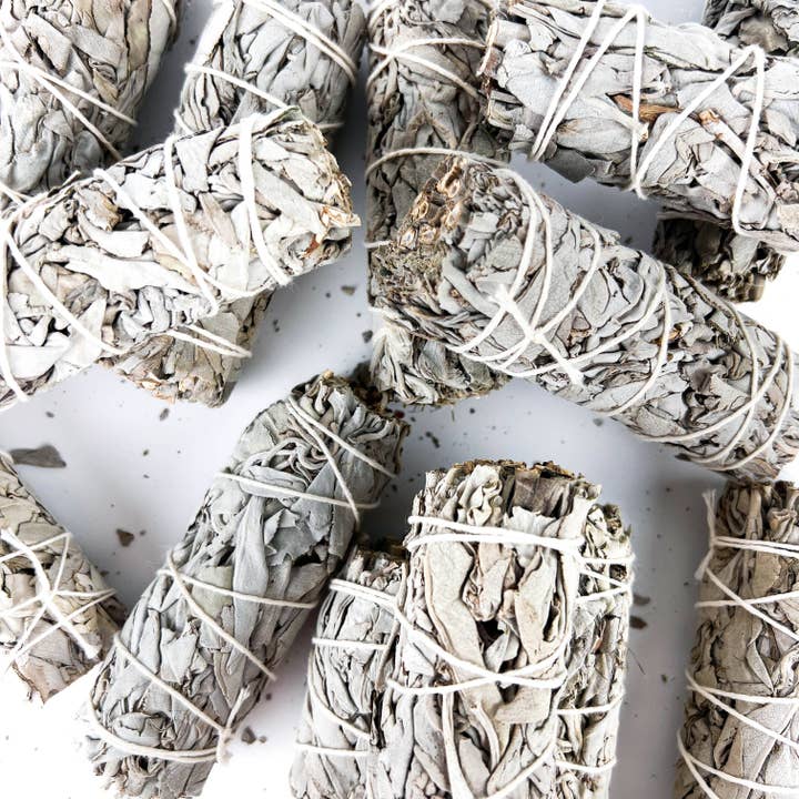 100 White Sage 4" Cali Smudge Stick Wholesale Set 100 Sticks for wholesale by GREENROOTS USA LLC