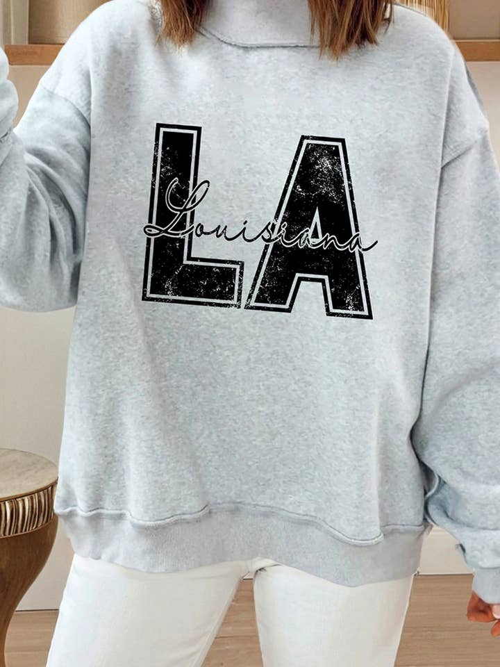 Sweat-shirt à col montant réversible LA/TN/KY/AL/FL/TX/NYC (S-XL) pour la vente par 66DISCO