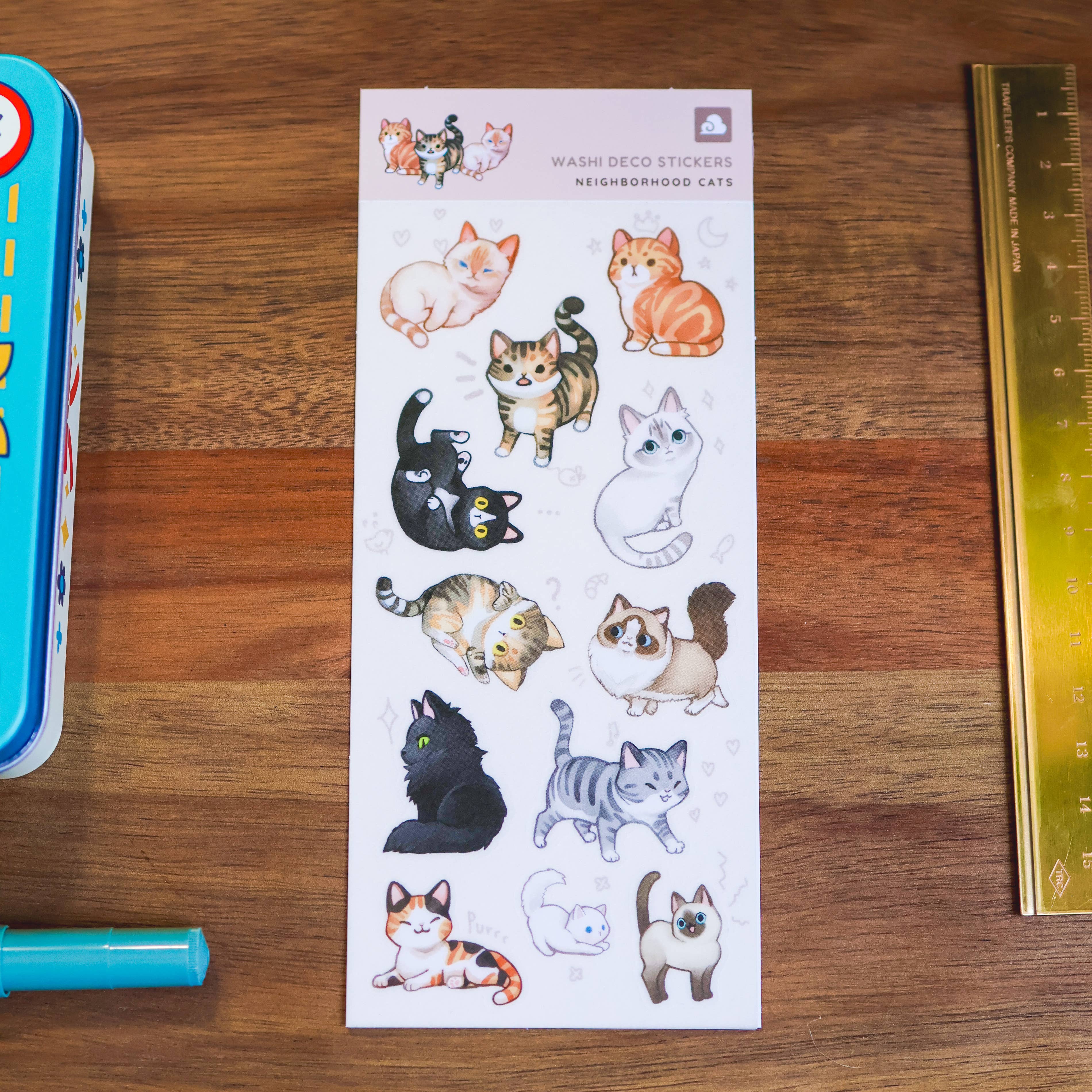 Sticker Sheet (Washi) - Neighborhood Cats for wholesale by Thousand Skies