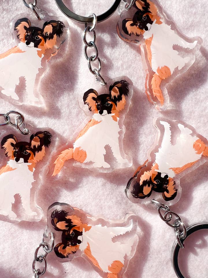 Papillon Keychain for wholesale by Our Cheery Corner