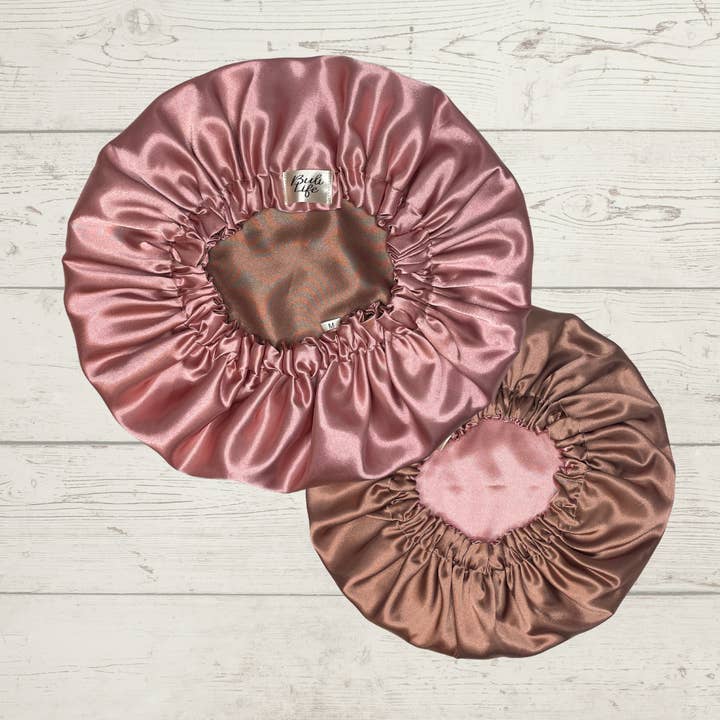 Buli Life - Wholesale Sleep Cap / Bonnet - Women's - Mauve & Mocha Reversible Bonnet
