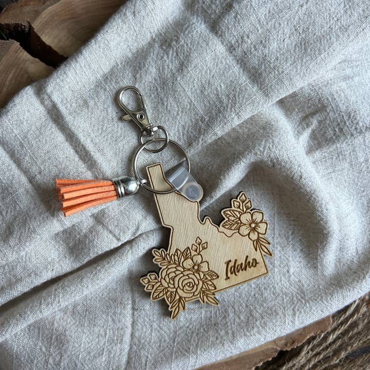 Chamness' Crafty Corner - Wholesale Keychain - Unisex - Floral State Wooden Keychains2