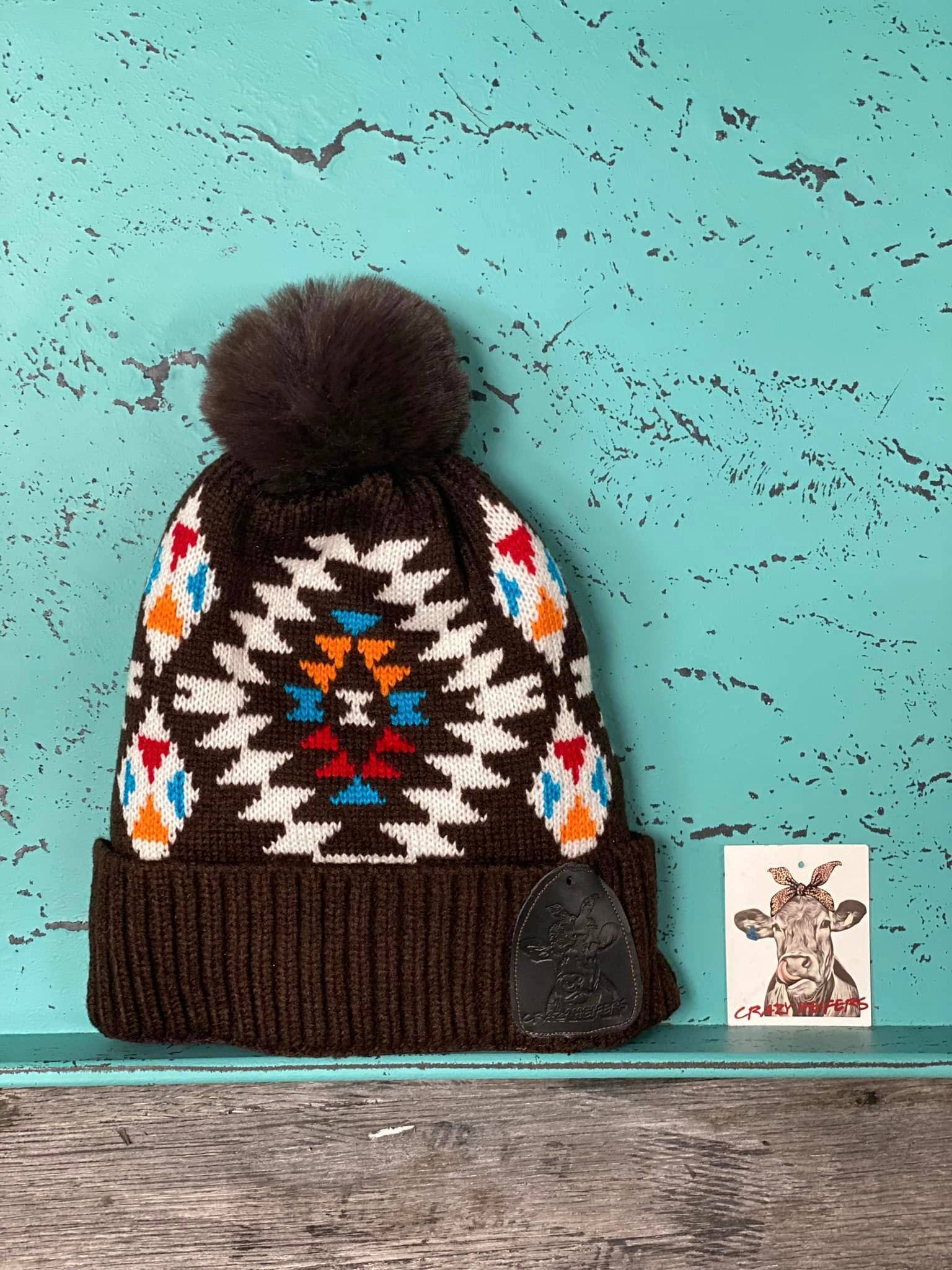 Crazy Heifers Wholesale - Wholesale Beanie - Women's - Aztec Pom Beanies6