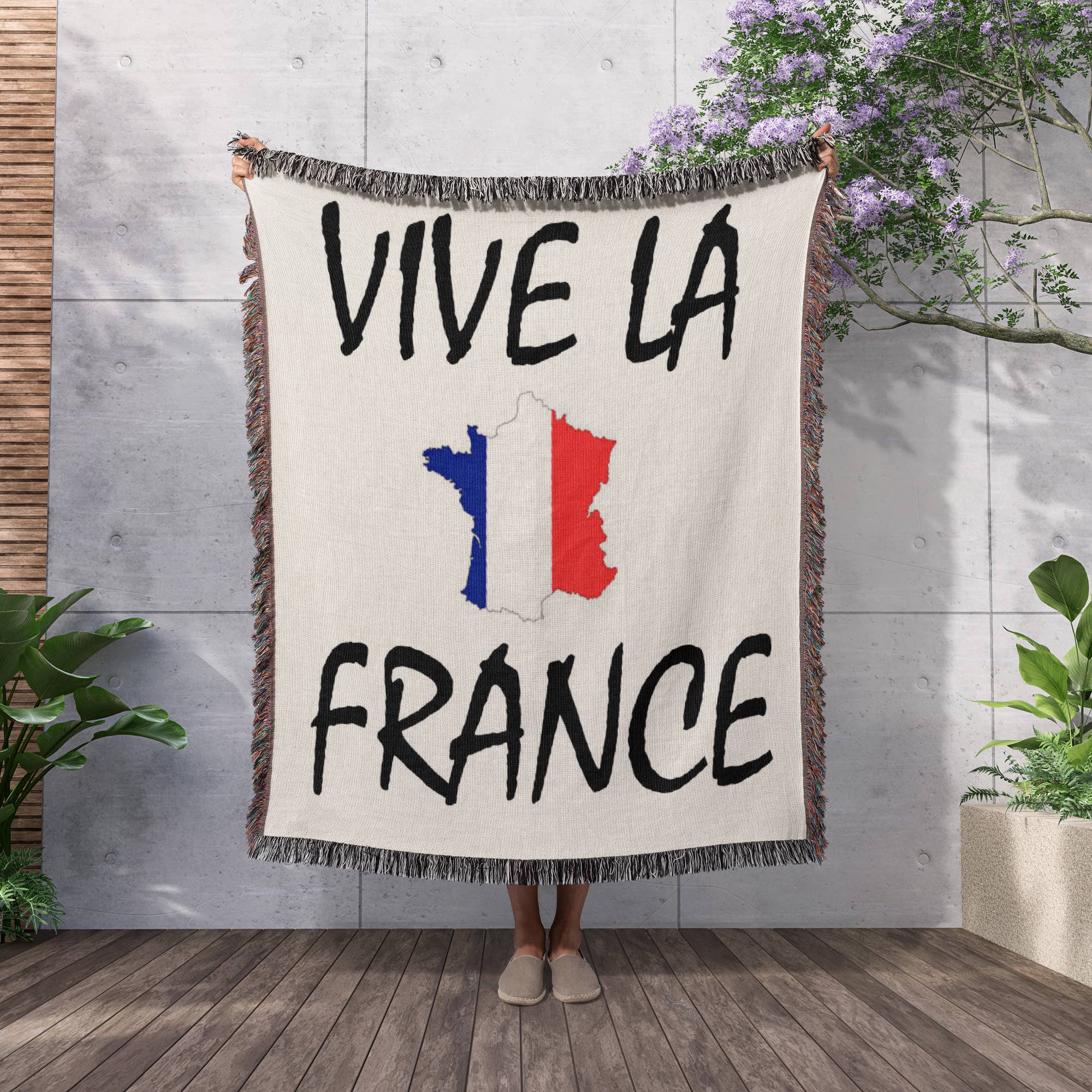 3dRose - Venta al por mayor Mantas de sofá - 3dRose, Impresión del texto Vive La France, Manta2