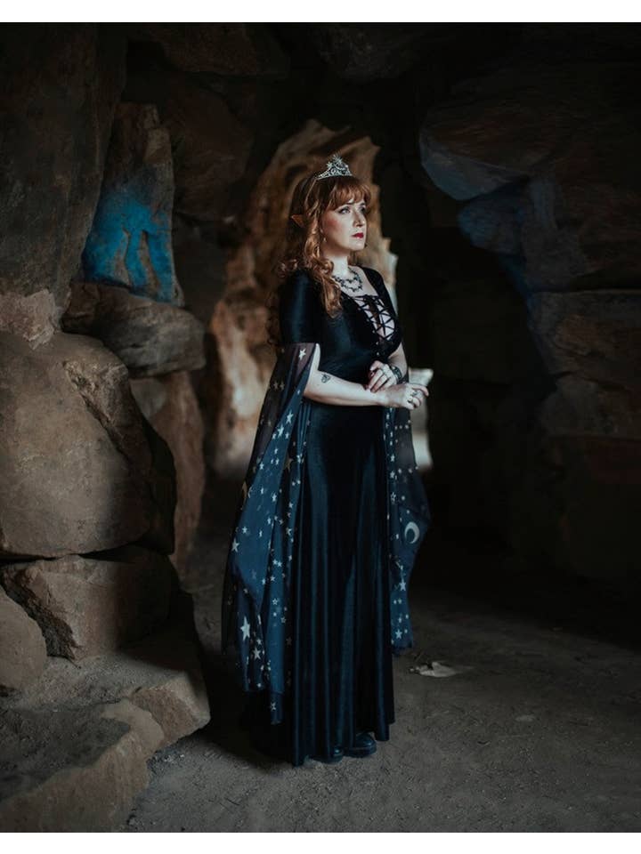 Costurero Real - Wholesale Costume - Women's - Black witch velvet Dress medieval gown stars celestial2