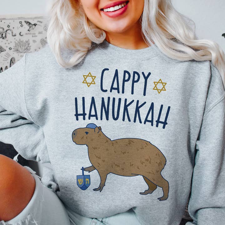 Cappy Hanukkah Crewneck Sweatshirt for wholesale by femfetti