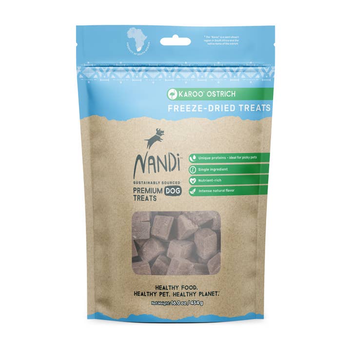 Nandi Karoo Ostrich Freeze-Dried Meat (1lb) for wholesale by Nandi of Africa - Premium Pet Treats