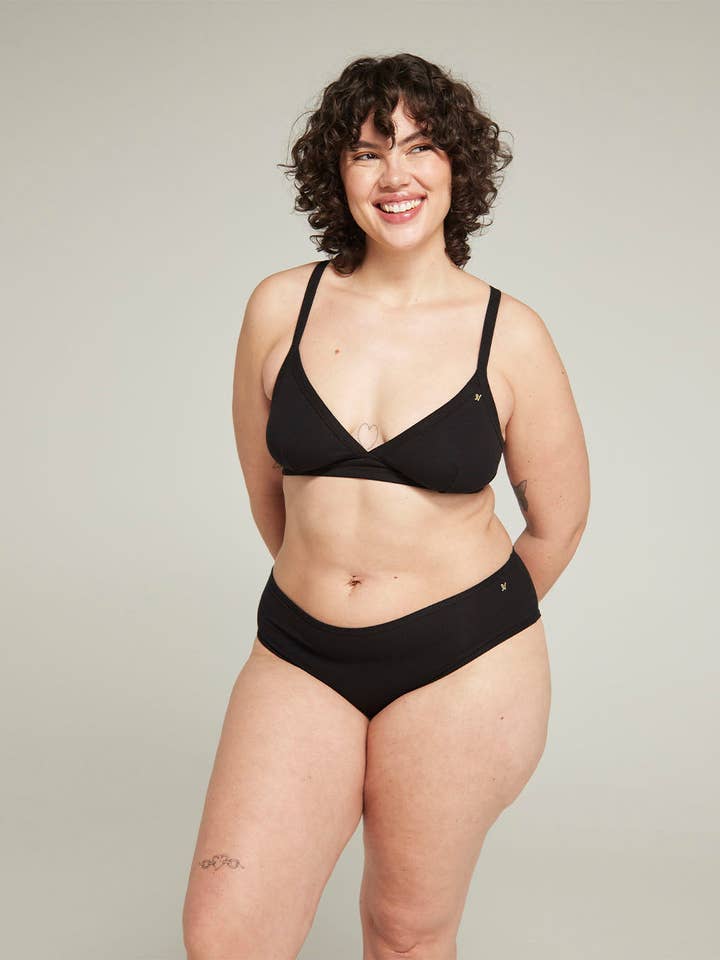 The Organic Cotton Easy Does It Bralette - Black for wholesale by Nudea