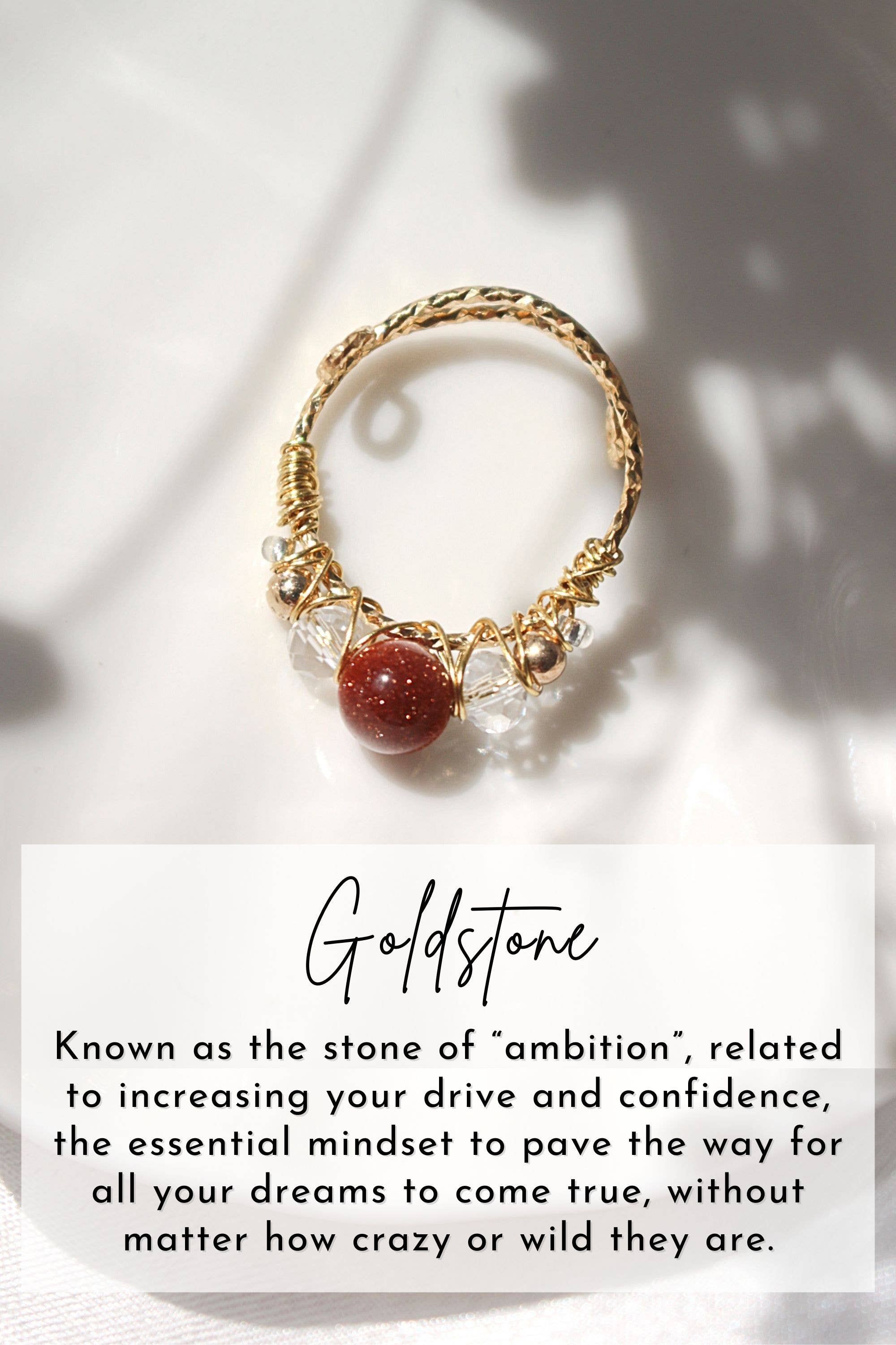 Divine Dulcet – wholesale Single stone/solitaire ring – "Marquise" | 18K Natural Crystals Hand Wired Adjustable Ring23